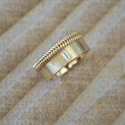 Brushed Baguette Stack Ring in Gold