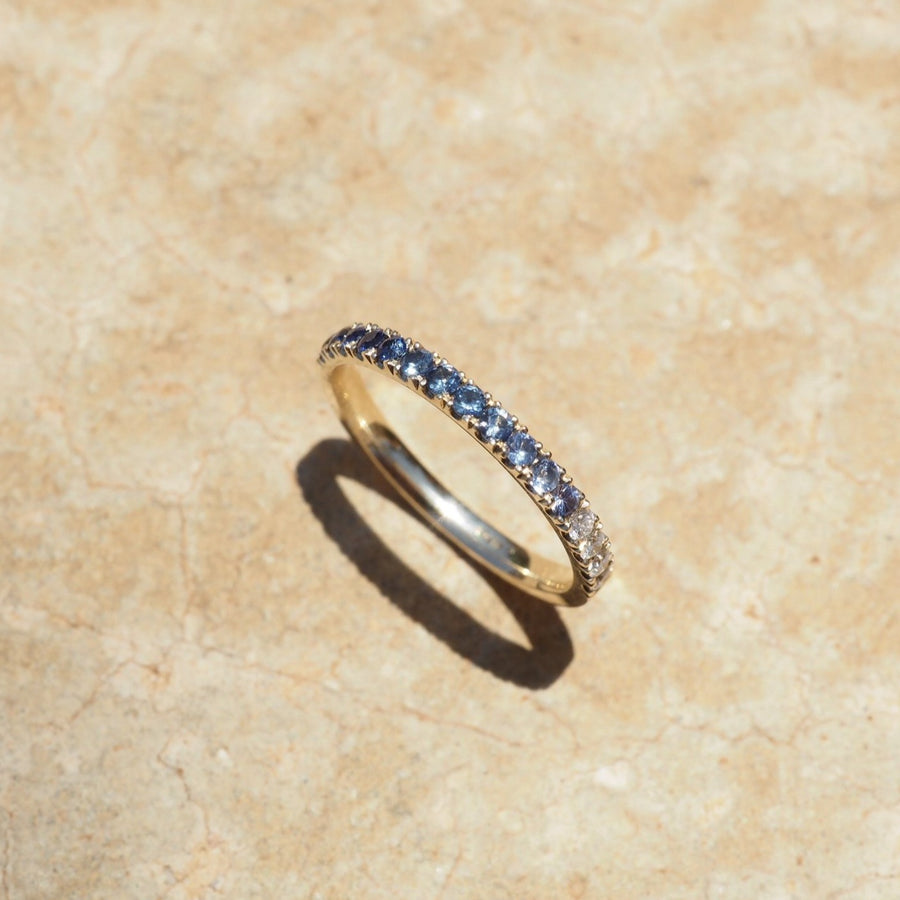 Ombre Blue Ring With Sapphires and Diamonds