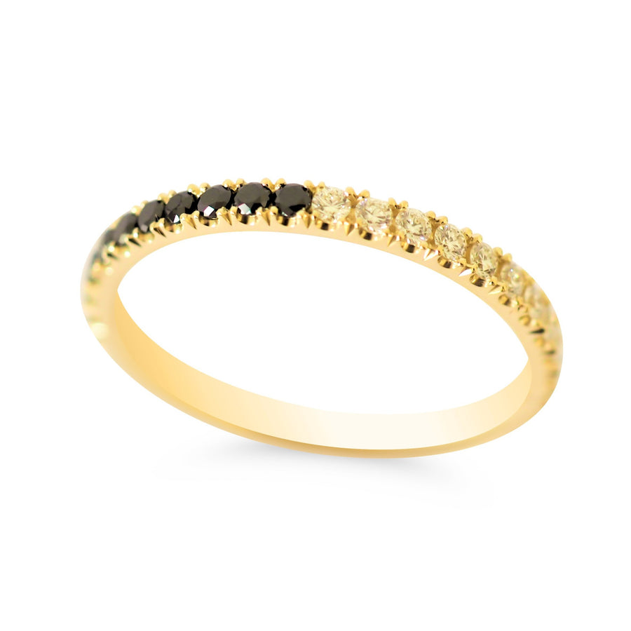 Black and White Diamond set in 9ct Yellow Gold Ring