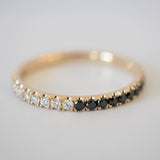 Black and White Diamond set in 9ct Yellow Gold Ring