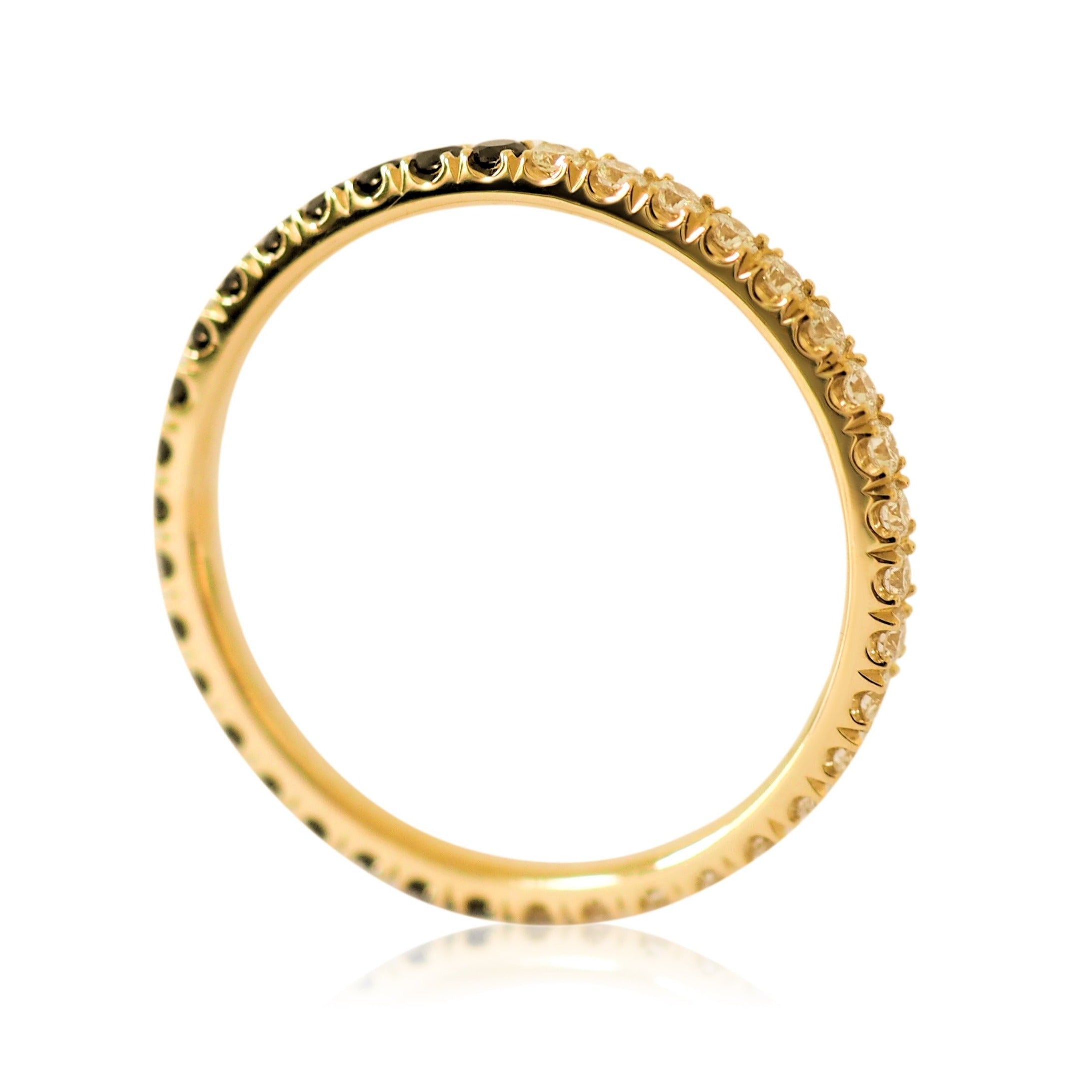 Black and White Diamond set in 9ct Yellow Gold Ring